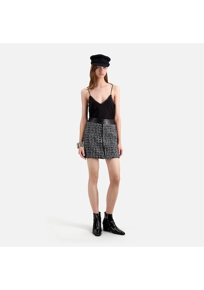 The Kooples Kadın Ekose Siyah Yün Karışımlı Etek