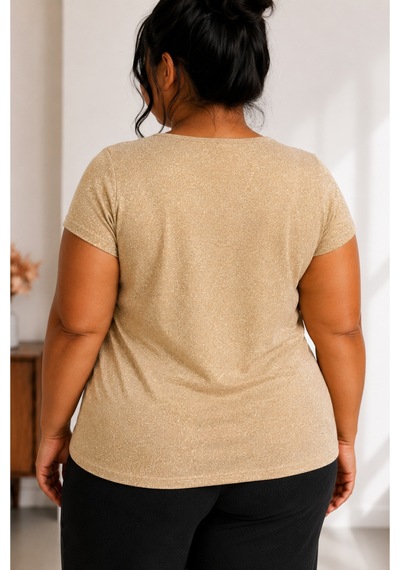Sngl Tekstil Kadın Büyük Beden Simli Bluz 3xl 4xl 5xl 6xl 7xl 8xl 9xl Dore Simli