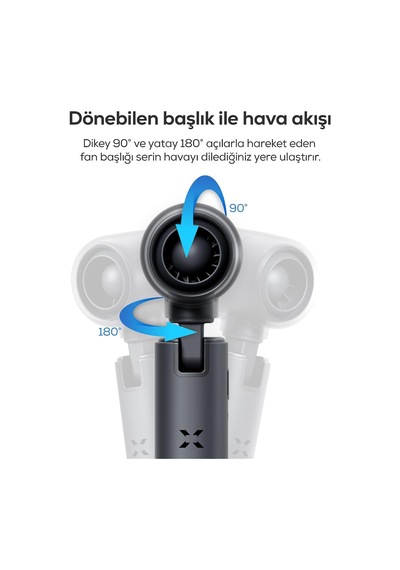 Xenon Smart El Vantilatörü / Taşınabilir 14000 Rpm 7 Saat Şarjlı 5 Kademe Mini Fan X6101 Gri