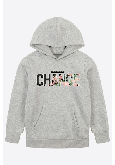 Fyk Kids Unisex Kapüşonlu Kanguru Cepli 2 İplik Sweatshirt Gri - Siyah