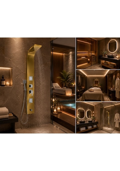 Elegant Gold Hidromasaj Duş Paneli Acar 01.05.120 Açık Gri
