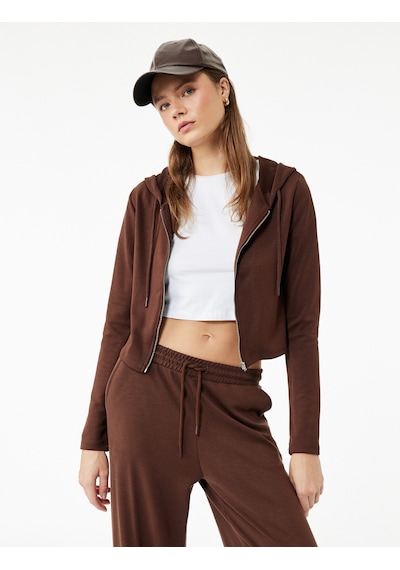 Koton Kapüşonlu Fermuarlı Uzun Kollu Modal Karışımlı Crop Sweatshirt Kahverengi 6wal10332ık Kahve Koton Kapüşonlu Fermuarlı Uzun Kollu Modal Karışımlı Crop Sweatshirt Kahverengi 6wal10332ık Kahve