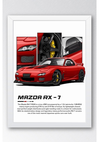 Mazda Rx-7 Çerçeveli Tablo - Mazda Car Poster