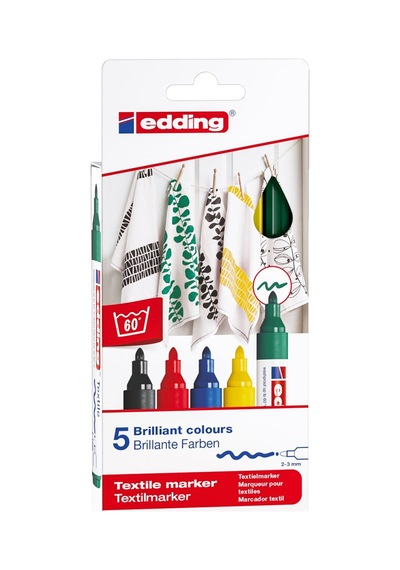 Edding T-shırt Kalemi Yuvarlak Uçlu Basıc 2-3 Mm 5 Li 4500/5s Çok Renkli