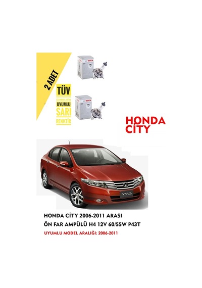Honda City 2006-2011 Arası Ön Far Ampül Takımı 2 Adet