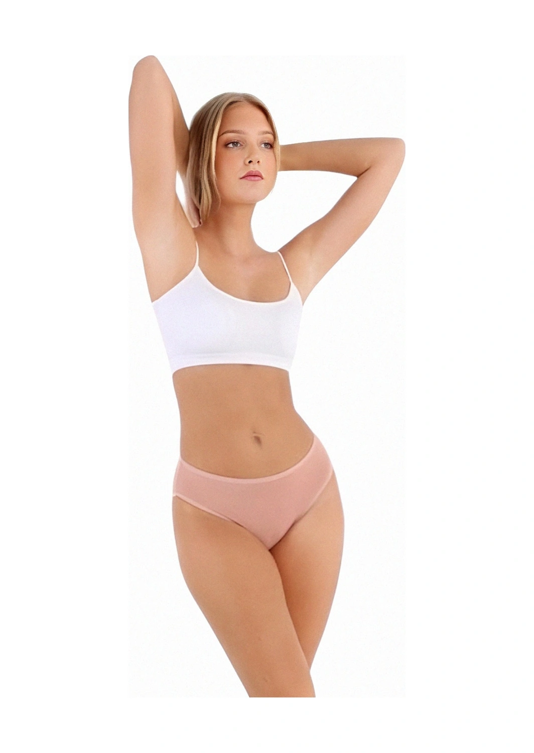 Tezzgelsin Kadın Pamuklu Penye Süprem Kumaş Bikini Külot Kadın Bikini Külot 3 Adet Pudra