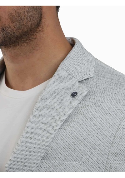 Dufy Haki Erkek Slim Fit Armürlü Mono Yaka Ceket - 104433-haki Haki