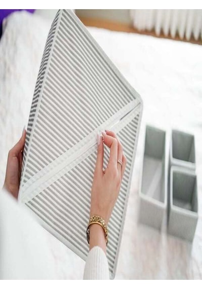 Çekmece Düzenleyici Set 4 Lü Gri Organizer Kutular Gri Kumaş Gri Tr Diğer