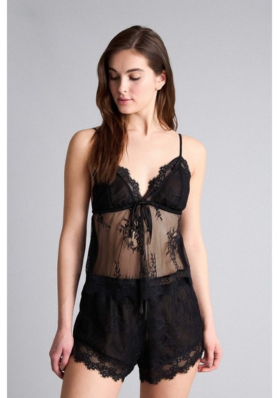 Defacto Dantelli Pijama Takımı Tül Üst Alt H1380AX26SP