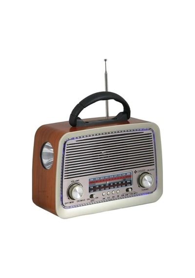 Nostaljik Radyo-301 Bt Nostaljik Radyo Bluetooth + Ledli + Fener + Usb + Sd Card Mp3 Radyo Çalar Cn