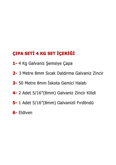 Tekne Ve Şişme Bot İçin Hazır Çapa Seti 4kg Şemsiye Çapalı