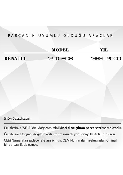 Renault 12 Toros İçin Arka Salıncak Kelepçesi