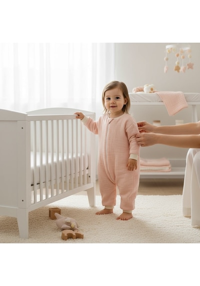 Enhitbaby Uzun Kollu Penye Astarlı 4 Kat Müslin Uyku Tulumu 1.5 Tog Somon