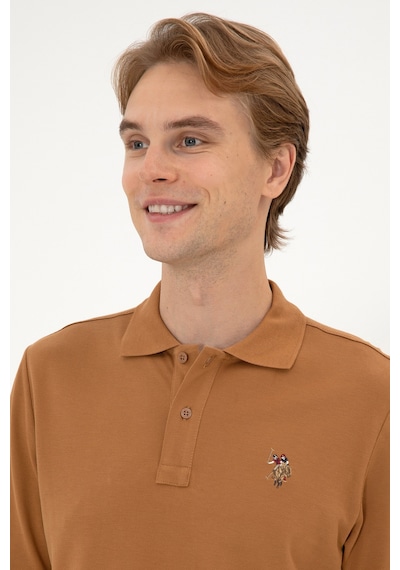 U.S. Polo Assn. Erkek Regular Fit Polo Yaka Camel Basic Sweatshirt 50313772-VR233