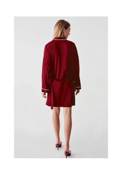 Moda Dua Freshness 324 Kadın 4'lü Sabahlıklı Şorlu Pijama Takımı bordo