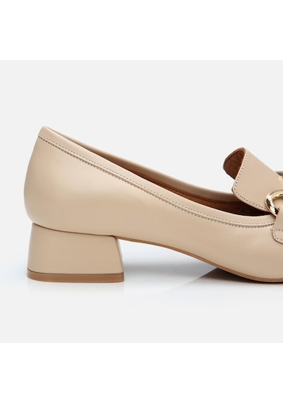 Hotiç Kadın Deri Bej Tokalı Kalın Topuklu Loafer 01ayh303990a310 Bej-beıge Bej
