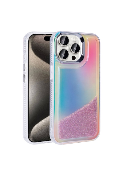Ardemix Apple Uyumlu iPhone 15 Pro Kılıf Airbagli Renkli Arka Yüzey Boncuk Tasarımlı Kumul Kapak Pembe