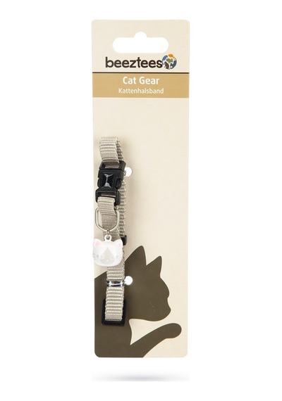 Hnrlıshp Beeztees Kedi Boyun Tasması, Zilli, Açık Gri, 20-30cm