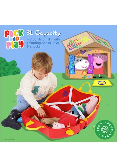 Trunki Peppa Pig Party Bus Binilen Ve Sürülen Çocuk Bavulu Kırmızı