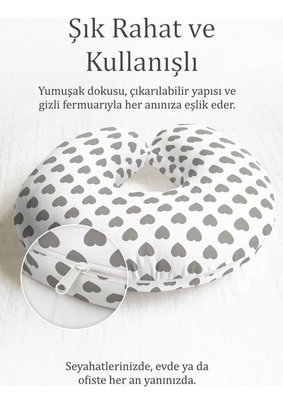 Gri Kalpli Pamuklu Boyun Yastığı - Minimalist Beyaz Gri Yumuşak Seyahat Yastığı Çok Renkli