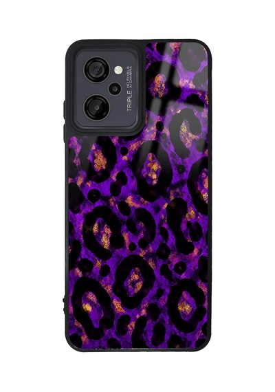 Casper M45 Purple Leopar Tasarımlı Glossy Telefon Kılıfı Mor