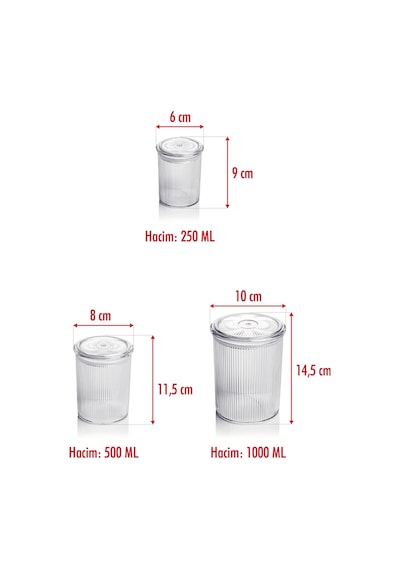 12'li Barok Yuvarlak 3 Boy Kavanoz Seti & Saklama Kabı & Erzak Kabı 4 1000 Ml, 4 500 Ml,4 250 Ml Çr