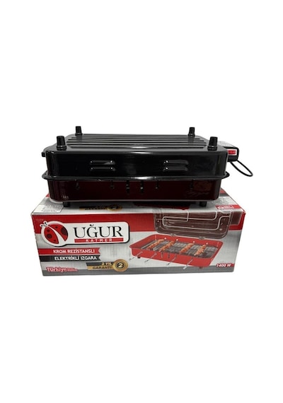 Uğur Elektrikli Izgara Krom Rezistanslı Barbekü Dumansız-kokusuz 1400 Watt Bordo