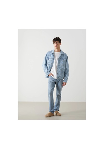LC Waikiki Lcw Jeans Standart Kalıp Erkek Jean Ceket Lıght Indıgo Rod