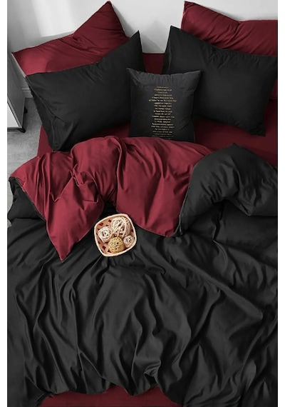 iqon lastikli carsafli nevresim takimi cift kisilik bordo siyah blackburgundy 122085939