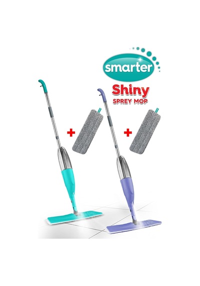 Smarter Shıny Sprey Mop Paspas Temizlik Seti Renkli 2 Li + 2 Yedek Mop Very Peri-yeşil