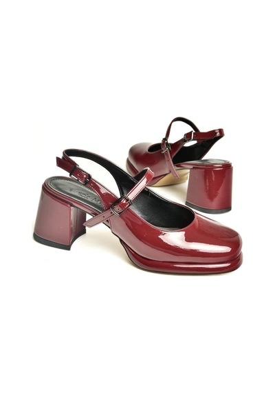 Fox Shoes U820930008 Bordo Rugan Kalın Topuklu Kadın Ayakkabı Bordo