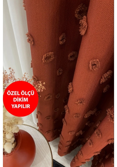 Fon Perde Kiremit Tarçın Pufy Püsküllü, Ponponlu, Perde Sık Pileli Keten Pano Fon Tek Kanat Çok Renkli Fon Perde Kiremit Tarçın Pufy Püsküllü, Ponponlu, Perde Sık Pileli Keten Pano Fon Tek Kanat Çok Renkli