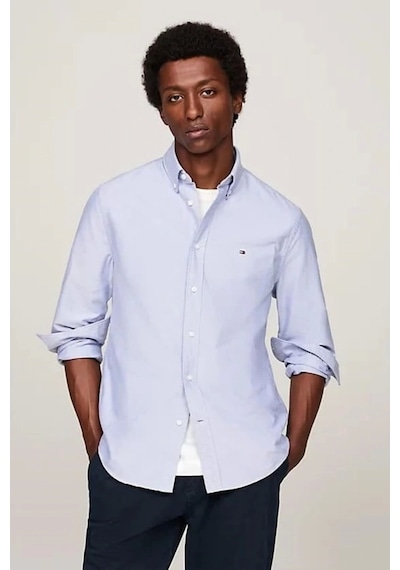 Tommy Hilfiger Erkek Mavi Solid Heritage Oxford Gömlek Mavi