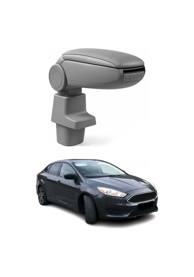 Ford Focus 3 2015-2018 Facelift Uyumlu Kolçak Kol Dayama Gri Suni Deri Araca Özel