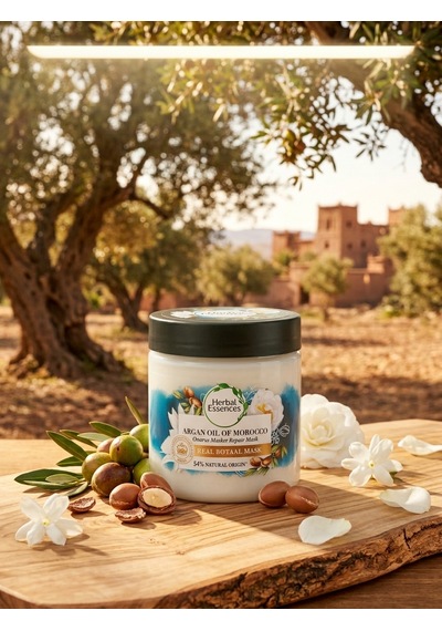 Hissiyat & Doku: "saçlarında İpeksi Yumuşaklık Ve Parlak Parlaklık"herbal Essences Argan Yağı Onarıcı Saç Maskesi 250 Ml