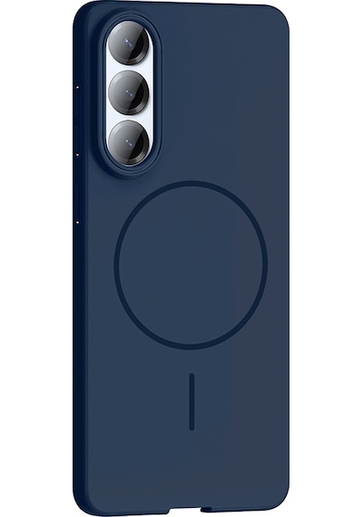 Galaxy Uyumlu S25 Edge Kılıf M-safe Şarj Özellikli Ruby Sert Kılıf Lacivert