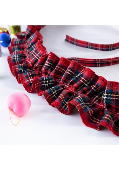 Bimotif Fırfırlı Yılbaşı Çam Ağacı Örtüsü, Pamuklu Ekose Ve Naturel 60 Cm Karışık Sku: Smg8690010218063 Diğer