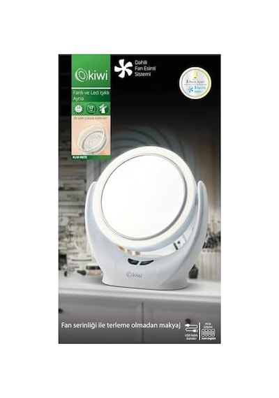 Klm-9870 Fanlı, Ayarlanabilir Led Işıklı Makyaj Aynası Açık