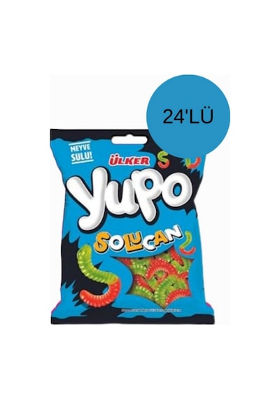 Ülker Yupo Jelibon Solucan Meyve Sulu Aromalı Yumuşak Şekerleme 80 Gr 24 Adet
