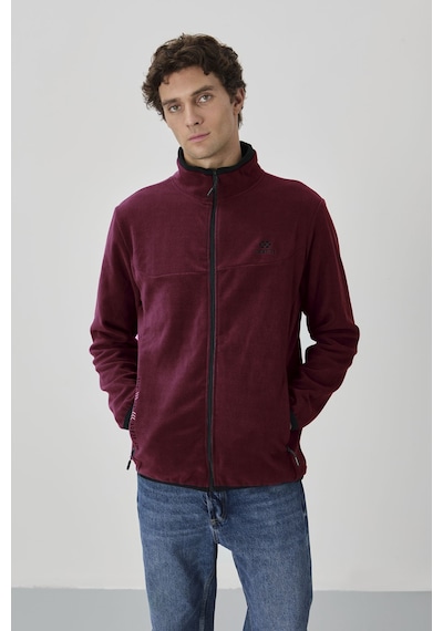 Tommy Life Erguvan Yazı Nakışlı Dik Yaka Fermuarlı Standart Kalıp Erkek Sweatshirt Polar - 87992 Mor