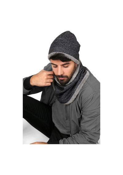 Siyah Erkek Bere Ve Boyunluk 2li Set Takım Sport Bb-108