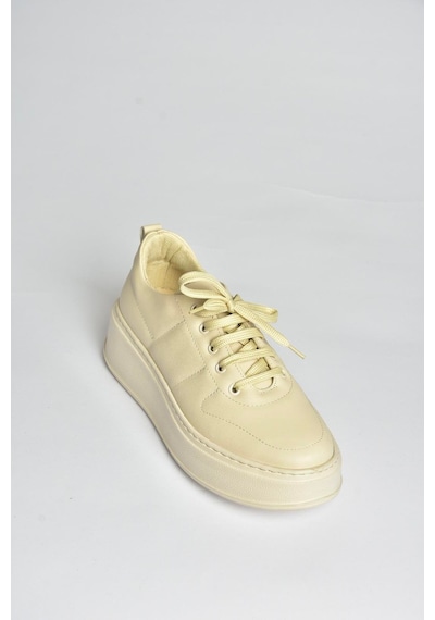 Fox Shoes T274148309 Bej Kalın Tabanlı Bağcıklı Spor Ayakkabı Sneakers Bej