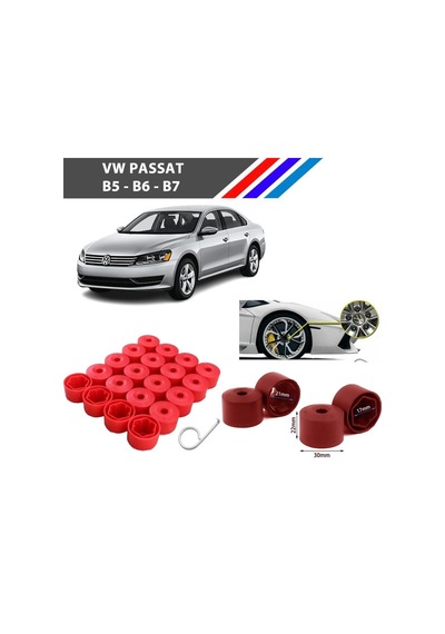 Otozet - Vw Passat Bijon Civata Kapağı Kırmızı Renk 20 Adetli Set 17mm 1k06011739b9