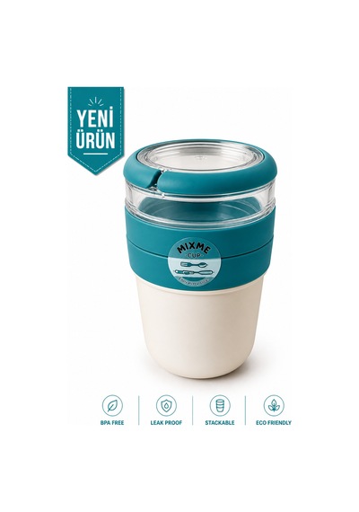 Emilahome Mıxme Muesli Cup 650 Ml Beslenme Kabı &yoğurt Kabı & Mama Kabı Turkuaz - 873535709 Turkuaz