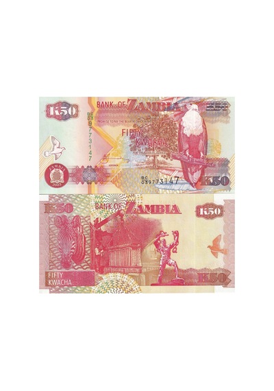 Zambiya 2009 Yılı 50 Kwacha Yabancı Kağıt Para Çil Unc Koleksiyon Para