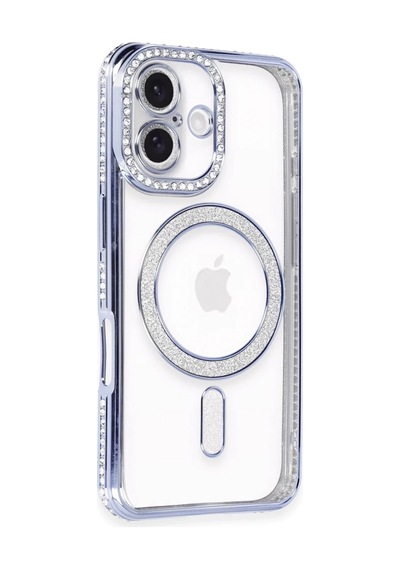 İphone 16 Plus Kılıf Joke Simli Magneticsafe Kılıf - Mavi