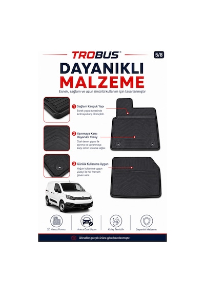 Trobus Opel Combo Panelvan 2019+ Benzinli 2d Havuzlu Paspas 2 Parça
