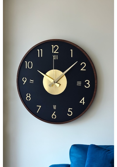 Ahşap Dekoratif Alcyone Gold - Kahverengi Duvar Saati 48cm Siyah - Gold Ahşap Dekoratif Alcyone Gold - Kahverengi Duvar Saati 48cm Siyah - Gold