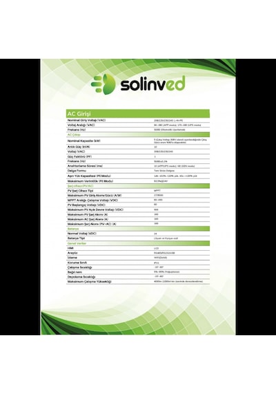 Solinved Gordion Serisi 5kw 24v Mppt Off-grıd İnverter