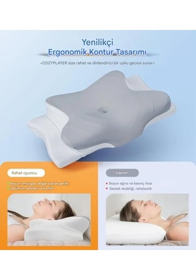 Boyun Destekli Hibrit Yastık Ergonomik Terletmeyen Yumuşak Destek Genel